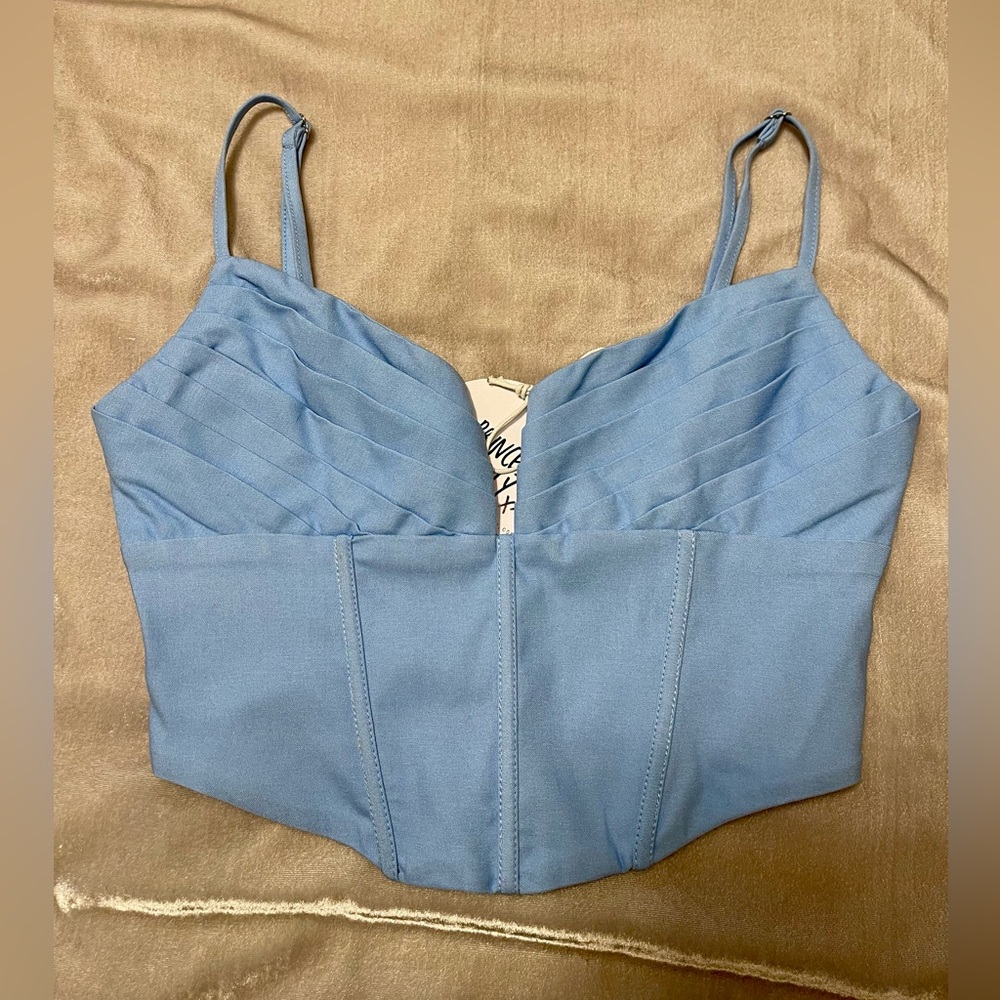 Princess Polly Blue Corset Bra with Lace-Up Detail